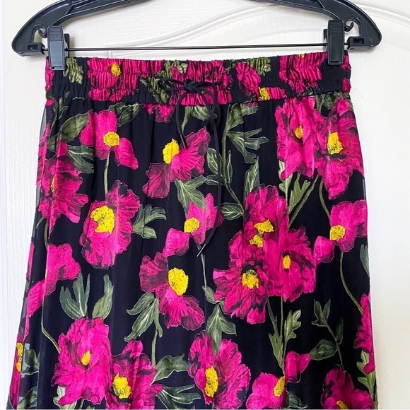 Alice + Olivia Skirt Elza Silk Pleated Floral Maxi California Poppy 6 EUC - Picture 4 of 7